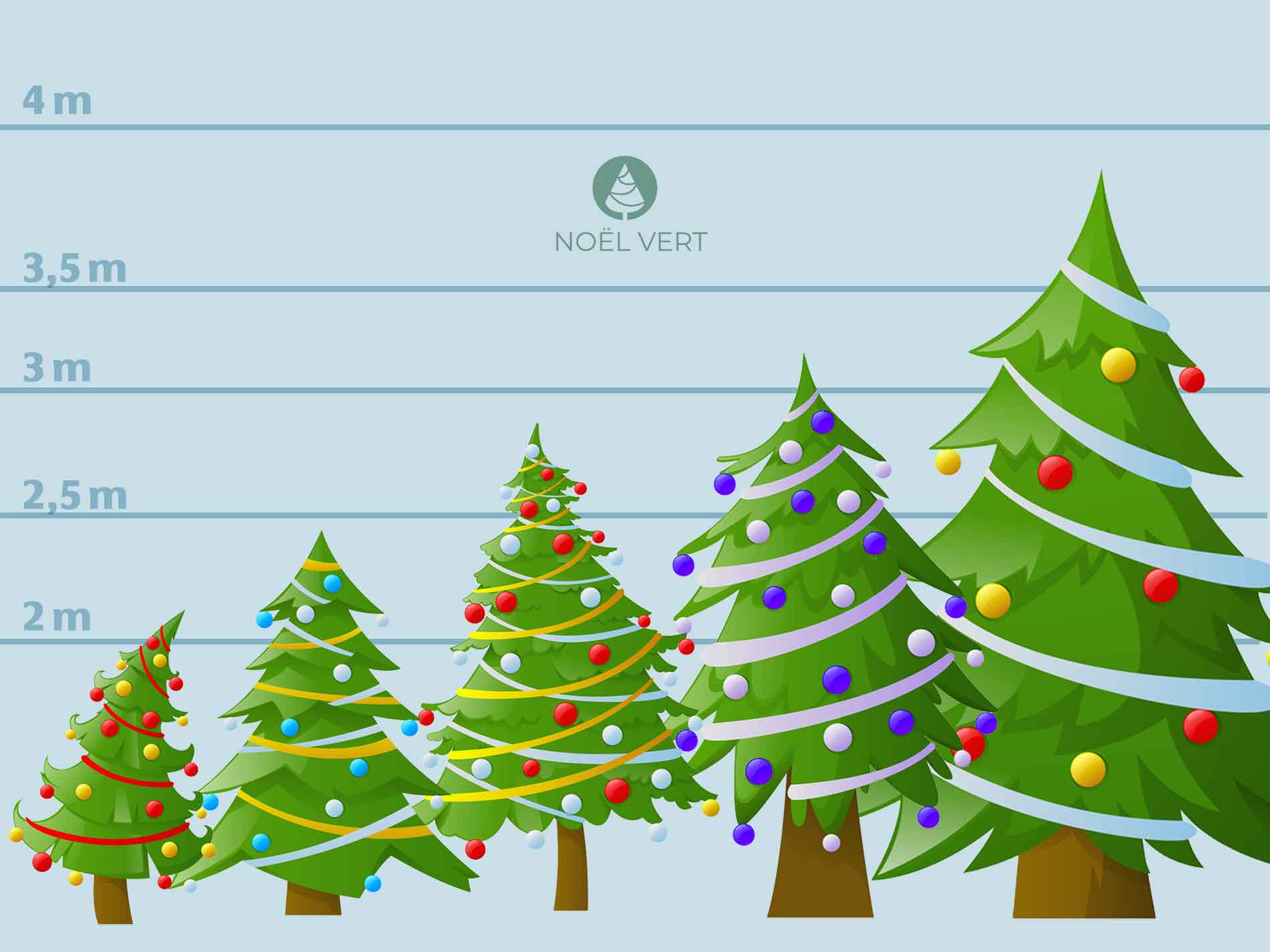 differentes tailles de sapins de Noel