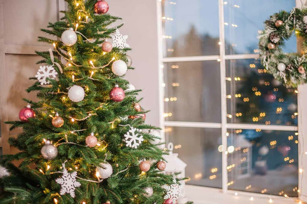 installer sapin de Noel dans l'entrée